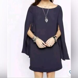 Free People Some Like It Hot Split Sleeve Navy Dress W/ Pockets Sz Small